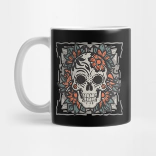 Floral skull retro tattoo Mug